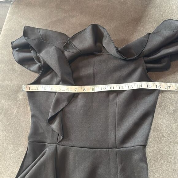 Women’s Black Off-Shoulder BodyCon Midi Dress with Ruffles Size S NWOT - Picture 13 of 13